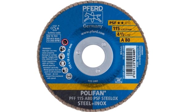 PFERD PFF 115 A 80 PSF STEELOX, Metall, 13300 RPM, 11,5 cm, 10 stykker