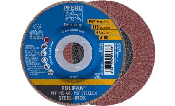 PFERD PFF 115 A 80 PSF STEELOX, Metall, 13300 RPM, 11,5 cm, 10 stykker