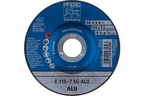 PFERD E 115-7 SG ALU, 13300 RPM, 11,5 cm, 7,2 mm, 10 kpl