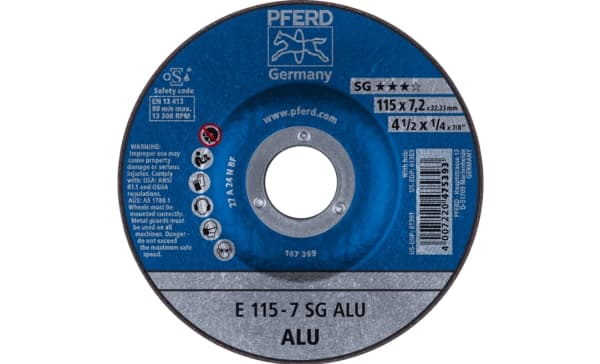PFERD E 115-7 SG ALU, 13300 RPM, 11,5 cm, 7,2 mm, 10 kpl