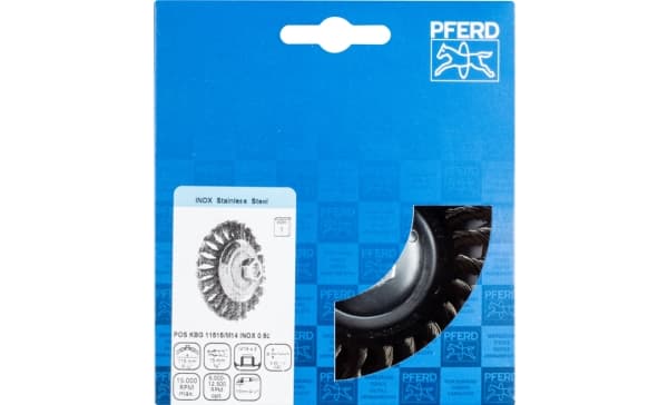 PFERD POS KBG 11515/M14 INOX 0,50, 11,5 cm, 11,5 cm, Stål, Ikke-jernholdig metall, Bronse, Rustfritt stål, Aluminium, 15000 RPM