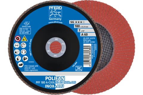 PFERD PFF 180 A-COOL 60 SG INOX+ALU, Metall, 8500 RPM, 18 cm, 10 styck