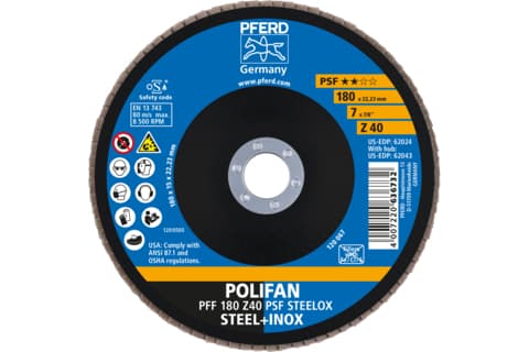 PFERD PFF 180 Z 40 PSF STEELOX, Metalli, 8500 RPM, 18 cm, 10 kpl