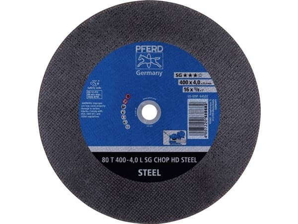 PFERD 80 T 400-4,0 L SG CHOP HD STEEL/25,4, Teräs, PFERD, 2,54 cm, 40 cm, 3800 rpm, 10 kpl