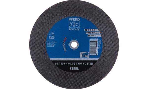 PFERD 80 T 400-4,0 L SG CHOP HD STEEL/25,4, Teräs, PFERD, 2,54 cm, 40 cm, 3800 rpm, 10 kpl