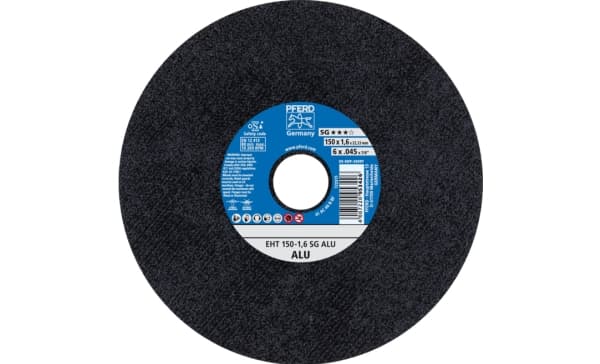 PFERD EHT 150-1,6 SG ALU, metalli ilman rautaa, alumiini, PFERD, 2,22 cm, 15 cm, 10200 rpm, 25 kpl