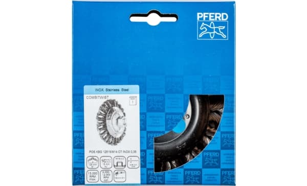 PFERD POS KBG 12515/M14 CT INOX 0,35, 12,5 cm, 12,5 cm, Stål, Ikke-jernholdig metall, Bronse, Rustfritt stål, Aluminium, 15000 RPM