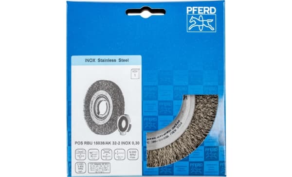 PFERD POS RBU 15038/AK32-2 INOX 0,30, 15 cm, 15 cm, Stål, Ikke-jernholdig metall, Bronse, Rustfritt stål, Aluminium, 6000 RPM