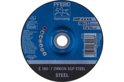PFERD E 180-7 ZIRKON SGP STEEL, metalli, 8500 rpm, 18 cm, 7,2 mm, 10 stk