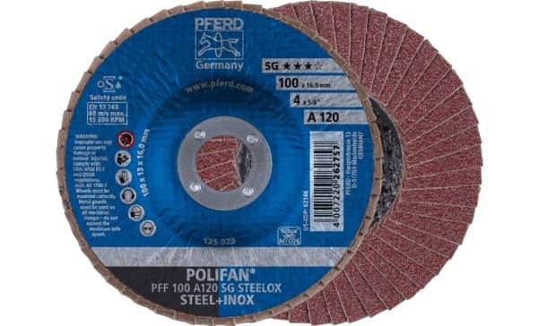 PFERD PFF 100 A 120 SG STEELOX/16,0, Metall, 15300 RPM, 10 cm, 10 styck