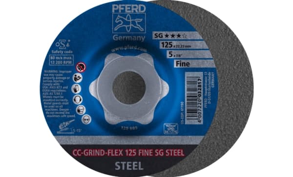 PFERD CC-GRIND-FLEX 125 SG STEEL FINE, Stål, PFERD, 2,22 cm, 12,5 cm, 12200 RPM, 10 styck