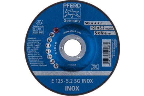 PFERD E 125-5,2 SG INOX, Metal, 12200 RPM, 12.5 cm, 5.2 mm, 10 pc(s)