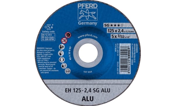 PFERD EH 125-2,4 SG ALU, Kirjometalli, Alumiini, PFERD, 2,22 cm, 12,5 cm, 12200 RPM, 25 kpl