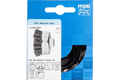 PFERD 43306063, Kopp stålbørste, 8 cm, 10000 RPM, 1 stykker