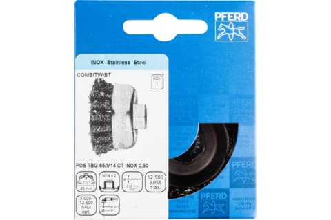 PFERD POS TBG 65/M14 CT INOX 0,50, 6,5 cm, 6,5 cm, Stål, Ikke-jernholdig metall, Bronse, Rustfritt stål, Aluminium, 12500 RPM