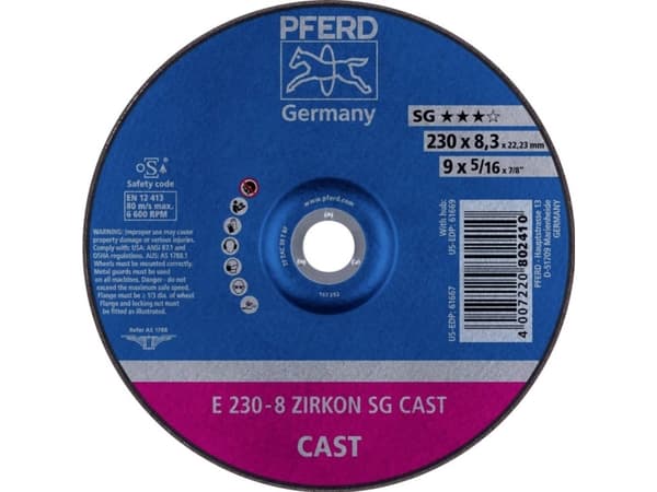 PFERD E 230-8 ZIRKON SG CAST, 6600 RPM, 23 cm, 8,3 mm, 10 kpl