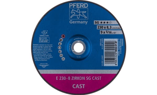 PFERD E 230-8 ZIRKON SG CAST, 6600 RPM, 23 cm, 8,3 mm, 10 kpl