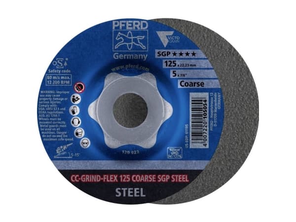 PFERD CC-GRIND-FLEX 125 COARSE SGP STEEL, Stål, PFERD, 2,22 cm, 12,5 cm, 12200 RPM, 10 styck