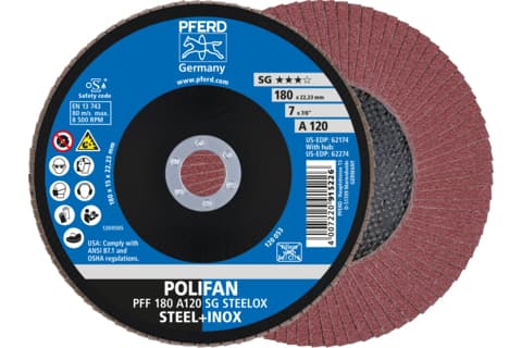 PFERD PFF 180 A 120 SG STEELOX, Metall, 8500 RPM, 18 cm, 10 styck