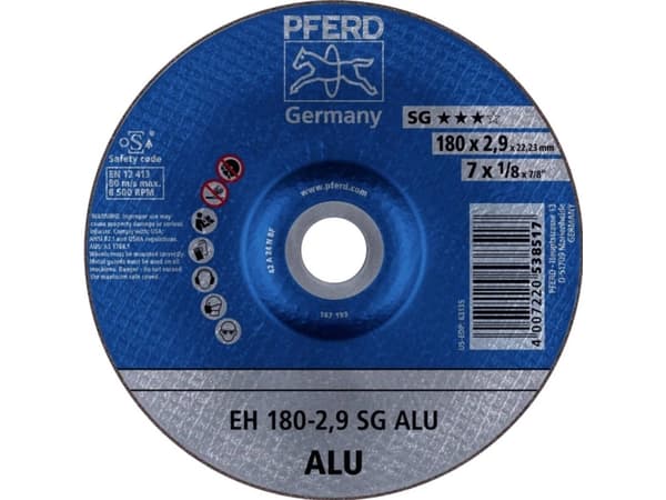 PFERD EH 180-2,9 SG ALU, Kirjometalli, Alumiini, PFERD, 2,22 cm, 18 cm, 8500 RPM, 25 kpl