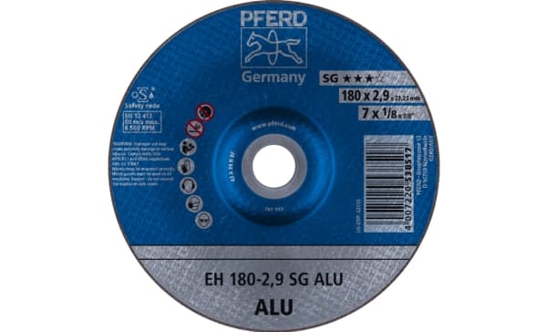 PFERD EH 180-2,9 SG ALU, Kirjometalli, Alumiini, PFERD, 2,22 cm, 18 cm, 8500 RPM, 25 kpl