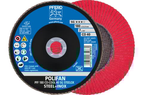 PFERD 67660485, Lamellslipskiva, Nedsänkt i mitten, Gjuten aluminium, Rostfritt stål, Stål, Varje varumärke, 2,22 cm, 18 cm