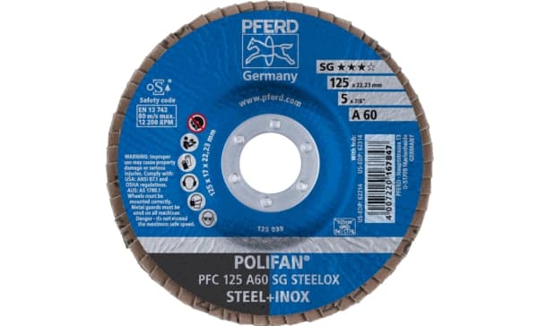 PFERD PFC 125 A 60 SG STEELOX, Metall, 12200 RPM, 12,5 cm, 10 styck