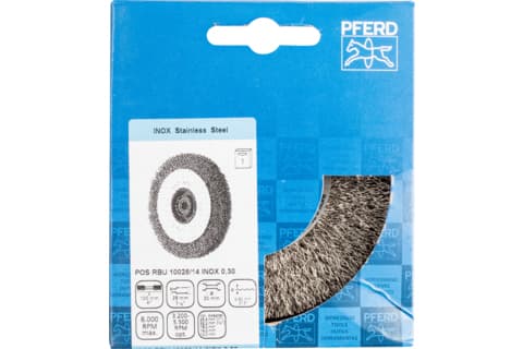 PFERD POS RBU 10028/14,0 INOX 0,30, 10 cm, 10 cm, Stål, Ikke-jernholdig metall, Bronse, Rustfritt stål, Aluminium, 8000 RPM