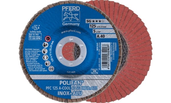PFERD PFC 125 A-COOL 40 SG INOX+ALU, Metall, 12200 RPM, 12,5 cm, 10 styck