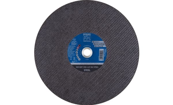 PFERD 100 EHT 350-4,5 SG STEEL/22,23, Stål, Støpejern, PFERD, 2,22 cm, 35 cm, 5500 RPM, 10 stykker