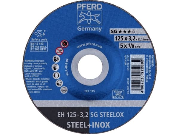 PFERD EH 125-3,2 SG STEELOX, Teräs, Ruostumaton teräs, PFERD, 12,5 cm, 12200 rpm, 25 kpl
