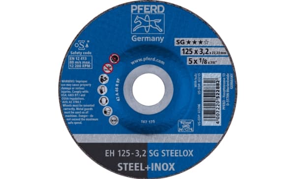 PFERD EH 125-3,2 SG STEELOX, Teräs, Ruostumaton teräs, PFERD, 12,5 cm, 12200 rpm, 25 kpl