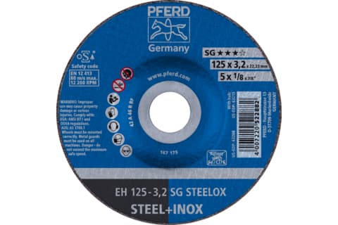 PFERD EH 125-3,2 SG STEELOX, Teräs, Ruostumaton teräs, PFERD, 12,5 cm, 12200 rpm, 25 kpl