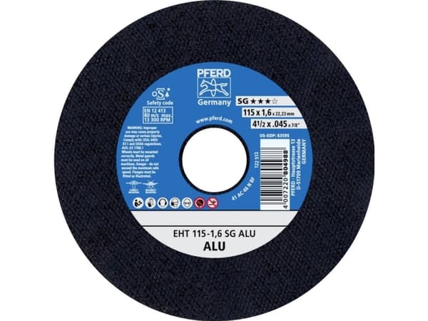 PFERD EHT 115-1,6 SG ALU, Kirjometalli, Alumiini, PFERD, 2,22 cm, 11,5 cm, 13300 RPM, 25 kpl