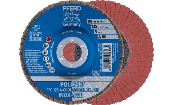 PFERD PFC 125 A-COOL 80 SG INOX+ALU, Metall, 12200 RPM, 12,5 cm, 10 stykker