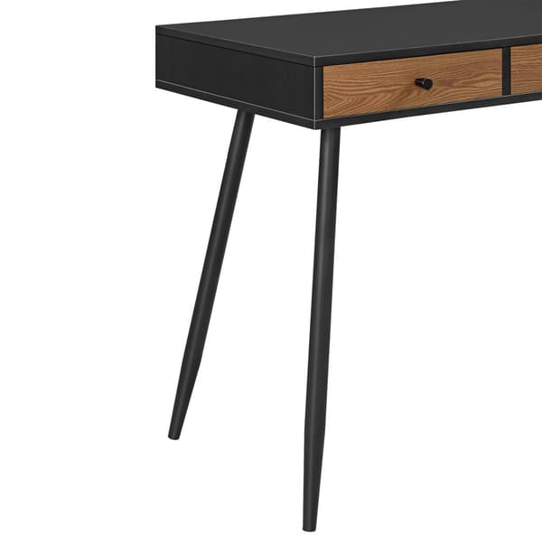 [en.casa] Skrivbord Tumba med 3 lådor-75x115x48cm-metall-spånskiva-svart-mörk träfärg