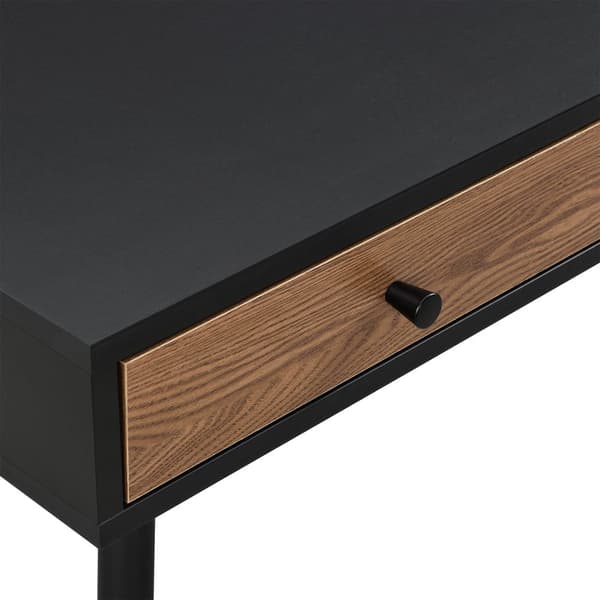[en.casa] Skrivbord Tumba med 3 lådor-75x115x48cm-metall-spånskiva-svart-mörk träfärg