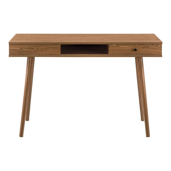 [en.casa] Skrivbord Habo med fack och låda-74x115x48cm-metall-spånskiva-mörk träfärg