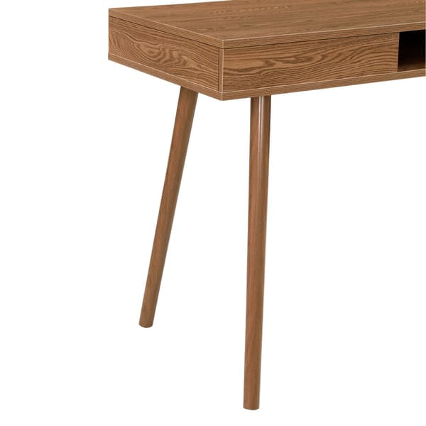 [en.casa] Skrivbord Habo med fack och låda-74x115x48cm-metall-spånskiva-mörk träfärg