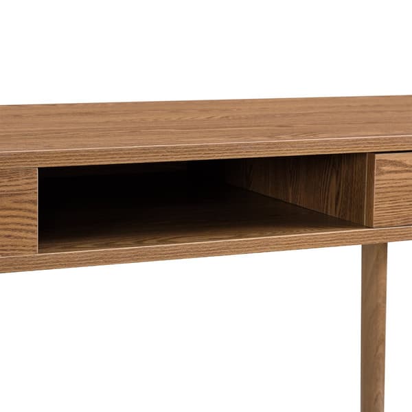 [en.casa] Skrivbord Habo med fack och låda-74x115x48cm-metall-spånskiva-mörk träfärg
