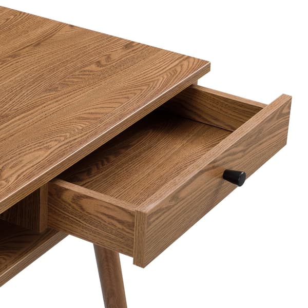 [en.casa] Skrivbord Habo med fack och låda-74x115x48cm-metall-spånskiva-mörk träfärg