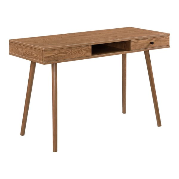[en.casa] Skrivbord Habo med fack och låda-74x115x48cm-metall-spånskiva-mörk träfärg