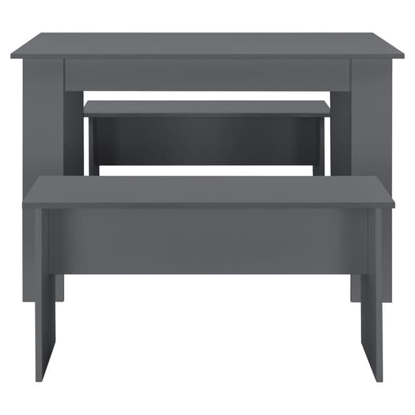 [en.casa] Matgrupp Hokksund-matbord med 2 matbordsbänkar-110x70x73cm-melaminbelagd spånskiva-plats för 4 personer-grå