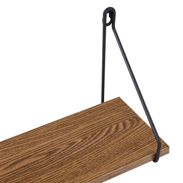 [en.casa] Vägghylla Randers set om 3-26,5x14x17,5cm-32,5x14x17,5cm-43x14x17,5cm-järn-spånskiva-svart-mörk träfärg