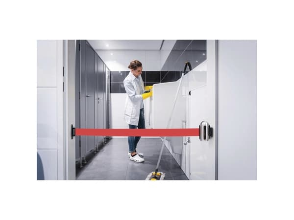 Securit® Vægbeslag børstet rustfrit stål med rødt udtræksbånd