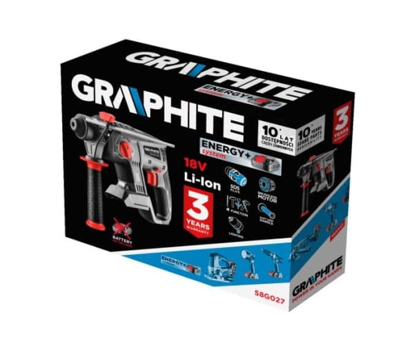 Graphite 58G027, SDS Plus, Grå, Röd, Borstlös motor, 2,2 cm, 1420 RPM, 2,2 J