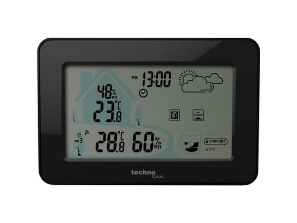 Technoline WS 9490, Musta, Lämpömittari sisäkäyttöön, Lämpömittari ulkokäyttöön, Lämpömittari, Lämpömittari, 5%, 1 °C