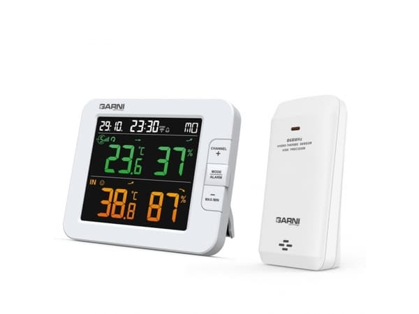 GARNI 419T, Hvit, Inne hygrometer, Inne Termometer, Utendørs Fuktighetsmåler, Utendørs Barometer, Hygrometer, Termometer, 10 - 90%, 10 - 90%, 1%