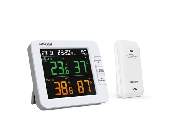 GARNI 419T, Hvit, Inne hygrometer, Inne Termometer, Utendørs Fuktighetsmåler, Utendørs Barometer, Hygrometer, Termometer, 10 - 90%, 10 - 90%, 1%