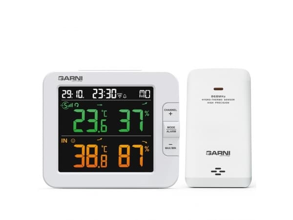 GARNI 419T, Hvit, Inne hygrometer, Inne Termometer, Utendørs Fuktighetsmåler, Utendørs Barometer, Hygrometer, Termometer, 10 - 90%, 10 - 90%, 1%